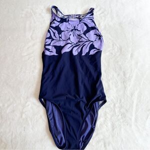 Jantzen Vintage 90s Purple Floral Onepiece Swimsuit Women's Size 8
